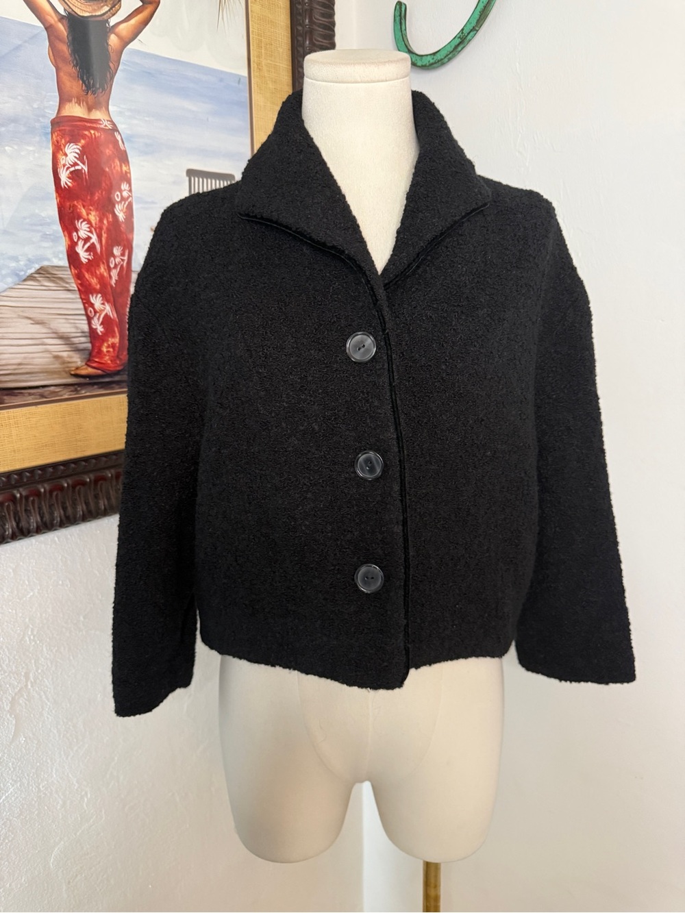 Spiegel Black Teddy Bouclé Button-Front Jacket